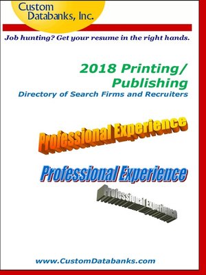 cover image of 2018 Printing/Publishing Directory of Search Firms and Recruiters 